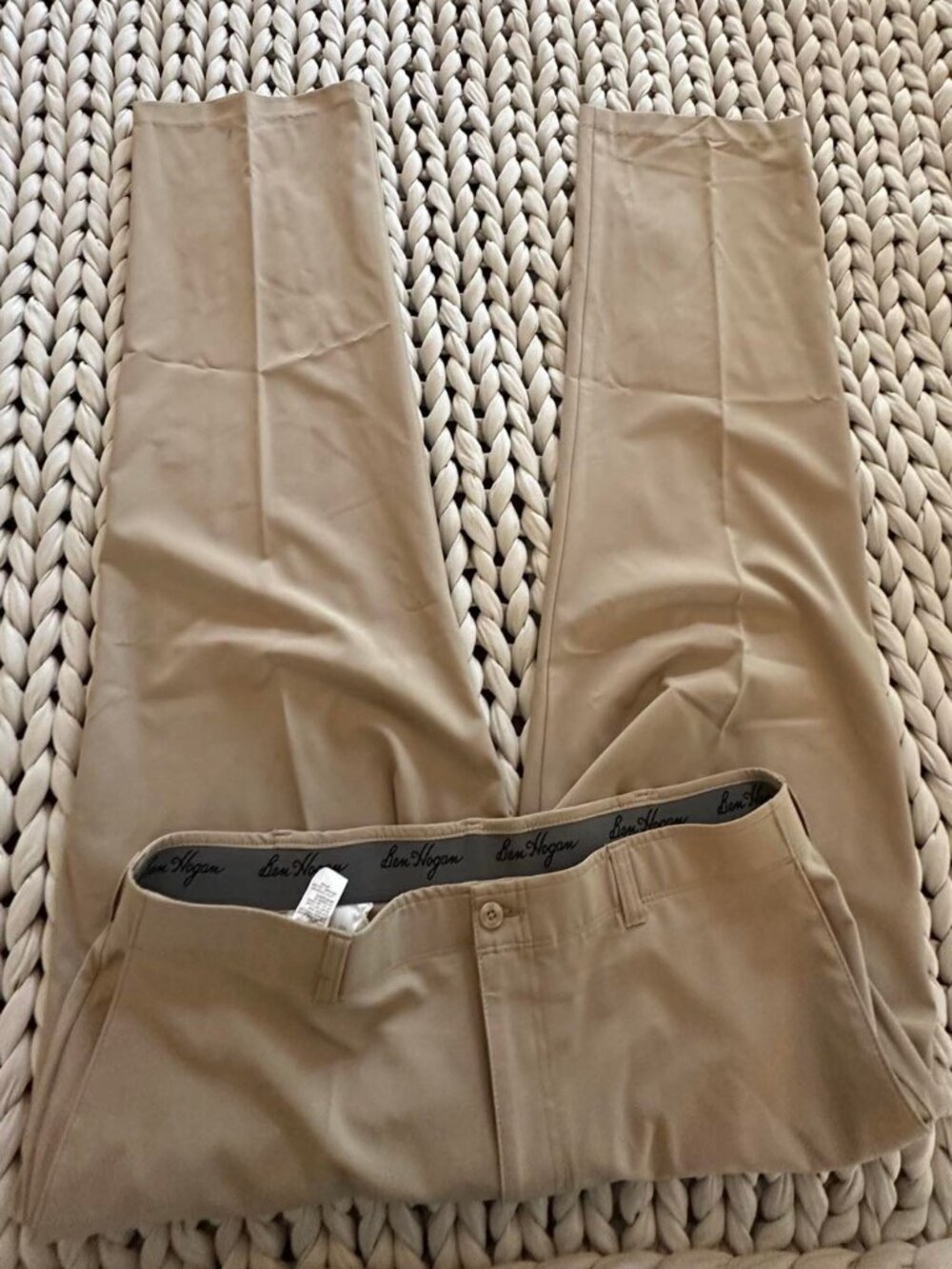 Ben Hogan Mens 38x30 Khaki Tan Golf Pants Performance Stretch Few Spots